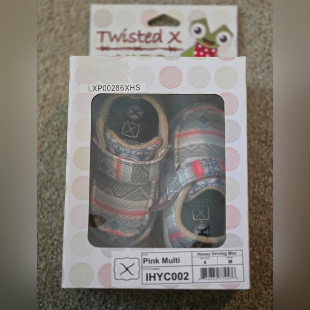 Twisted X Pink Multi Baby Shoes size 4